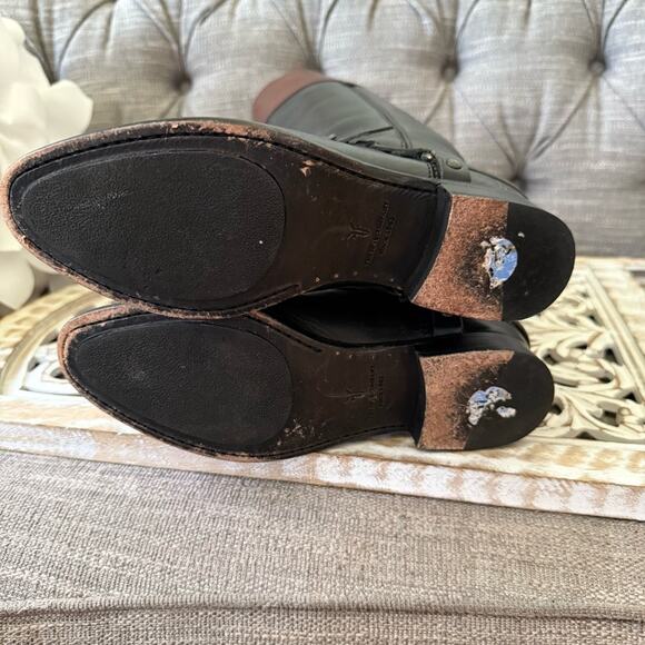 Frye Tall Black & Brown Leather Riding Style Boots Women’s 6.5 - Picture 7 of 9